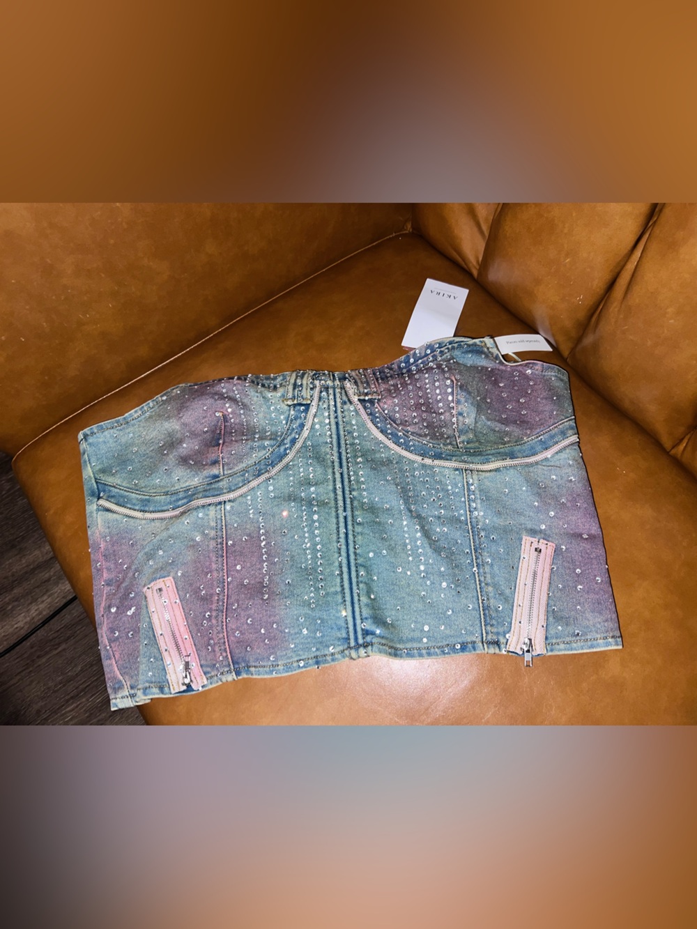 AKIRA Galaxy Girl Rhinestone Denim Corset size size 1X - Picture 3 of 16
